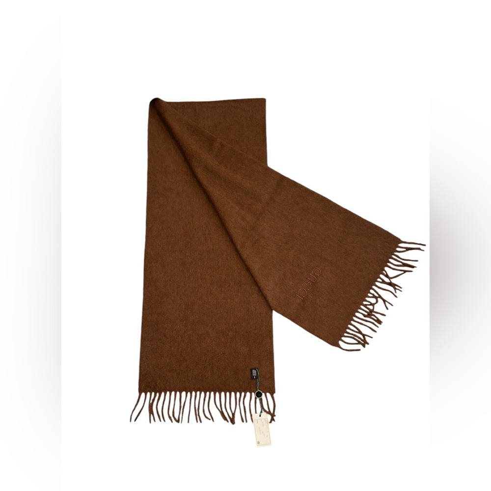 GUCCI NWT VINTAGE 100% CASHMERE CHOCOLATE BROWN SCARF W/COA 62 L x 12 W MSRP$900 - Picture 6 of 13